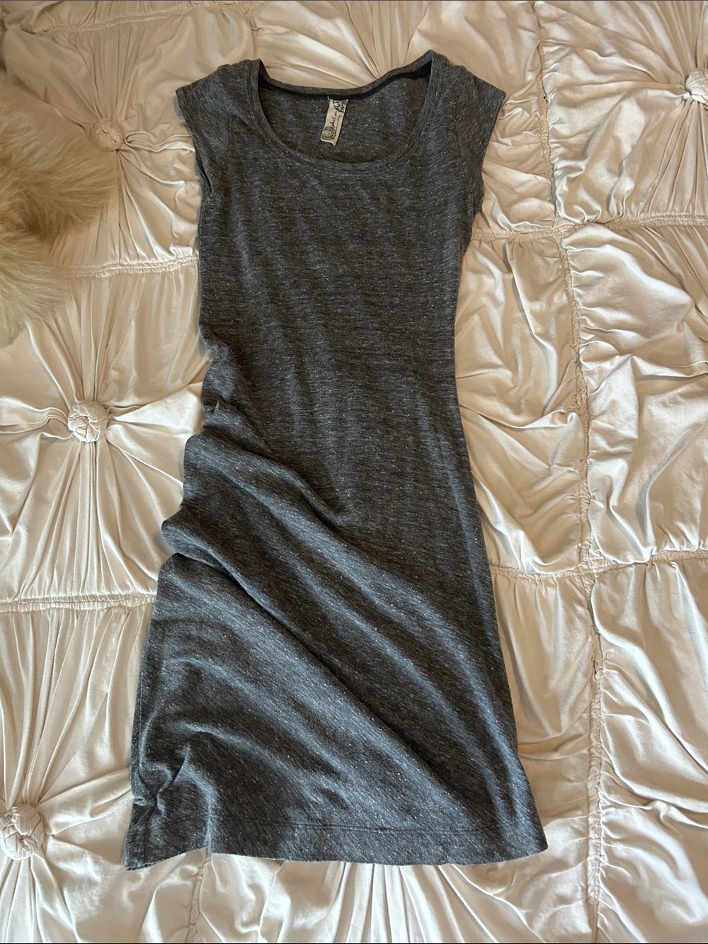 Free People Mini Dress with asymmetrical hem in slub Charcoal Gray